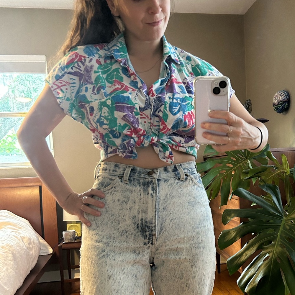 Vintage 1990 Cherokee cotton abstract print top